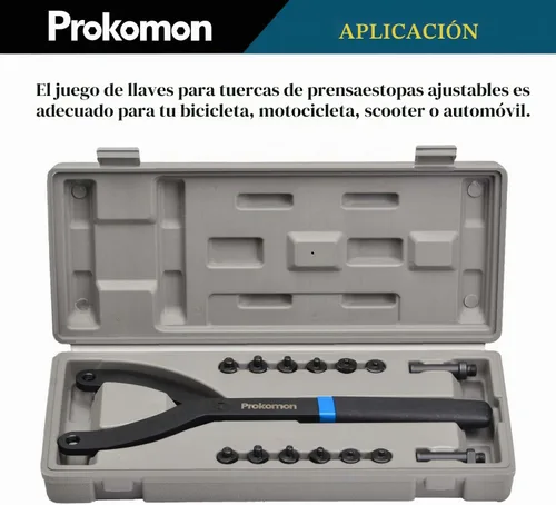 Vista 3 de Juego de 15 piezas de llave de tuerca de pasador ajustable/Llave de embrague de ventilador de cilindro variable con soporte de polea y mango suave