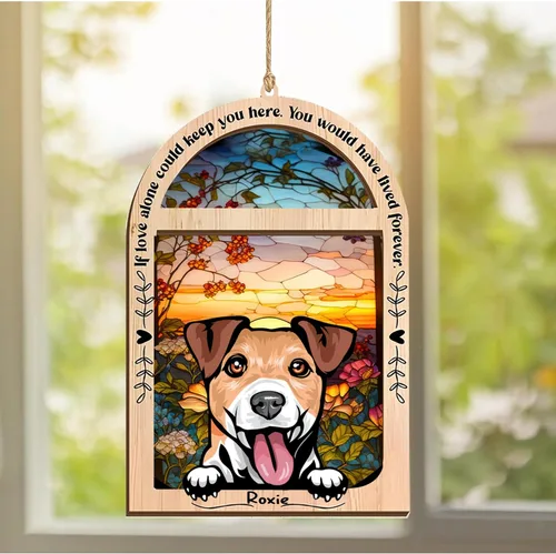 Vista 49 de LOVELYPOD Adorno de Navidad personalizado de sabueso afgano, atrapasoles con nombre, regalos de pérdida de mascotas, regalos para amantes