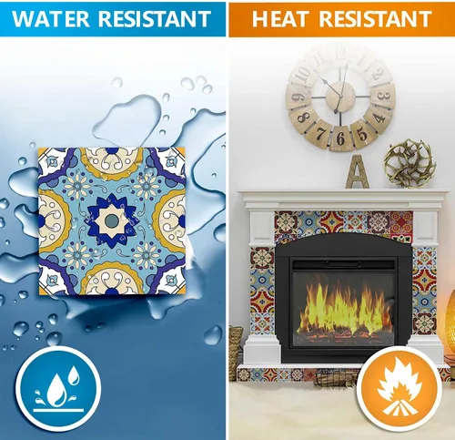Vista 7 de Juego de 24 calcomanías para azulejos de salpicaduras, auténticos azulejos tradicionales de Talavera, calcomanías para azulejos de baño y cocina