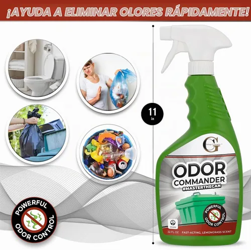 Vista 7 de Garbage Commander Odor Commander, botella de spray para control de olores, 22 onzas, aroma a hierba de limón, fabricada con orgullo en Canadá