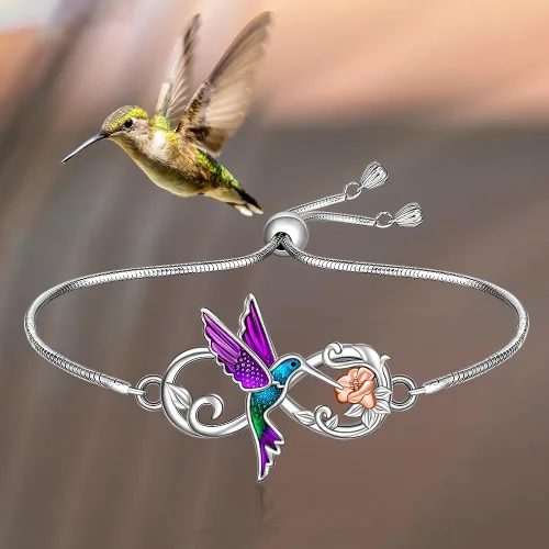 Vista 6 de Hummingbird Sea Turtle Chakra Lotus Bracelet for Women 925 Sterling Silver Jewelry Charms Birthday Valentines Gifts