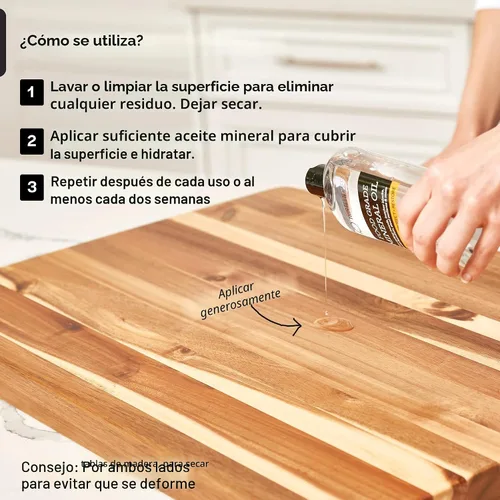 Vista 5 de Thirteen Chefs Aceite mineral – Acondicionador de grado alimenticio de 8 onzas para tabla de cortar madera, encimera y bloque de carnicero