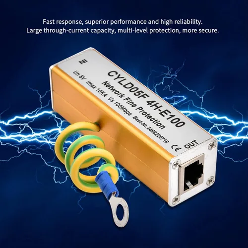 Vista 2 de Adaptador RJ45 RJ11 Ethernet Red Protector Thunder Iluminación Pararrayos Audio Teléfono Datos Solo Protector 5V