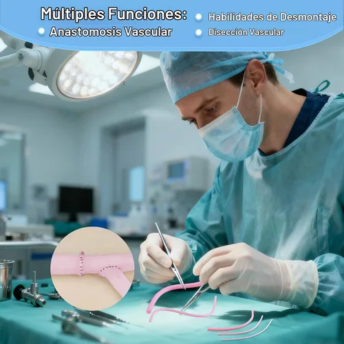 Vista 3 de Modelo de entrenamiento de anastomosis vascular de 4 piezas, simulador fantasma de vasos sanguíneos artificiales reutilizables para práctica