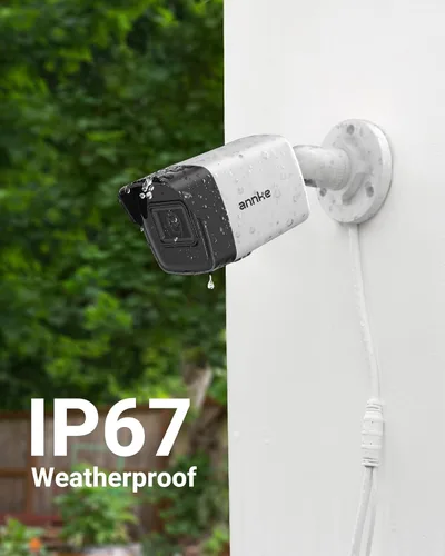 Vista 8 de ANNKE Paquete de 2 cámaras de seguridad PoE de 5MP con micrófono/audio, cámaras IP para exteriores con lente gran angular de 0.110 in, visión