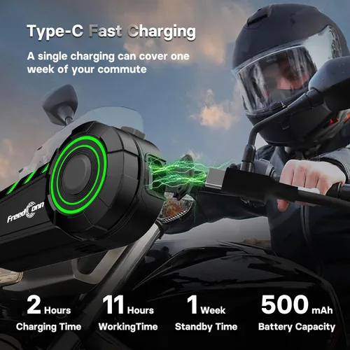 Vista 5 de FreedConn Auriculares Bluetooth KY para motocicleta, casco Bluetooth, intercomunicador, sistemas de comunicación de motocicleta con cancelación