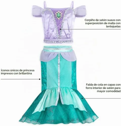 Vista 7 de Disfraz Oficial de Princesa de Disney Store – Trajes de Princesa para Vestirse y Jugar Ariel