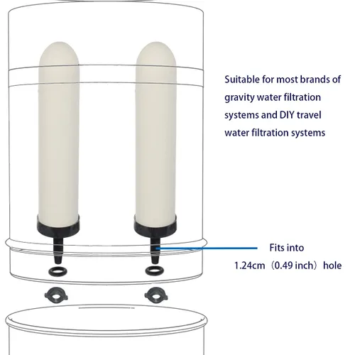 Vista 5 de HUI NING Vela de filtro de cerámica de repuesto de 10 pulgadas con carbón activado para sistema de filtro de agua por gravedad de encimera, cubo