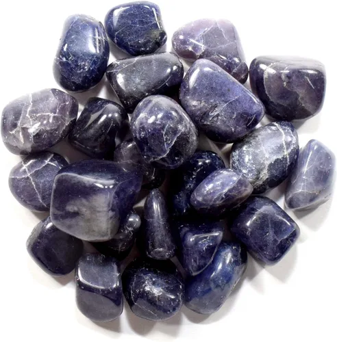 Vista 5 de Piedras de iolita azul púrpura pulidas naturales "zafiro de agua", cordierita dicroita, piedras preciosas de cristal mineral espumoso, especímenes