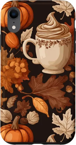 Vista 25 de Warm Autumn Stylish Coffee Cup Design - Fall Leaves Pattern Case for iPhone 17