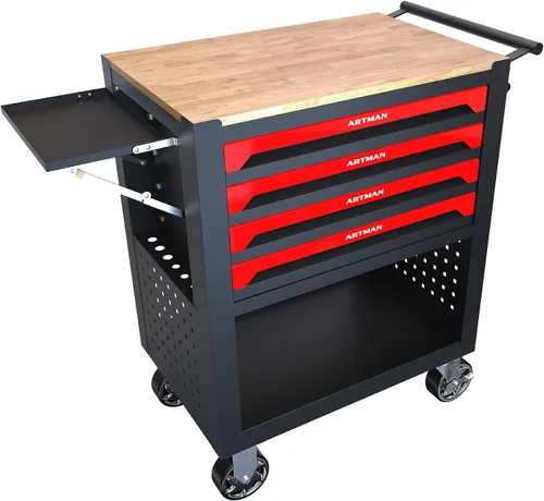 Vista 6 de FRANSOUL Carrito organizador de garaje con 4 cajones, armario de almacenamiento grande de alta capacidad y estante ajustable, para almacén, taller