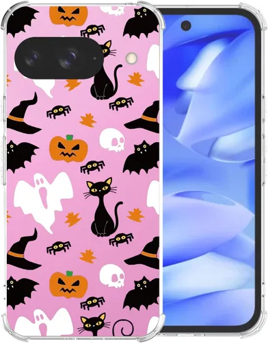 Vista 43 de Funda transparente de Halloween para Google 6a, con patrón de fantasma, funda protectora de TPU suave, delgada, a prueba de golpes, para niños