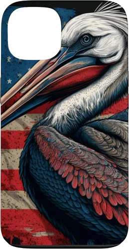 Vista 7 de Funda para iPhone 16 Pelican Bird Patriotic Vintage American Flag Pelícano