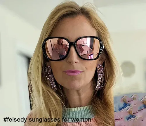 Vista 19 de FEISEDY - gafas de sol polarizadas para mujer, marco compuesto brillante B2289