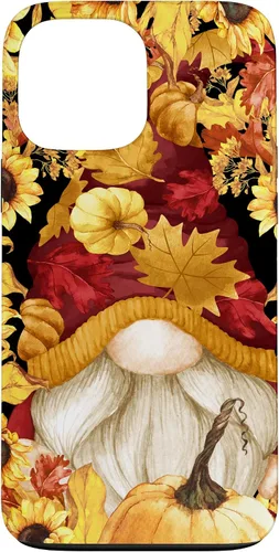 Vista 23 de iPhone 16 Lindos accesorios de otoño otoño con calabaza girasol gnomo caso