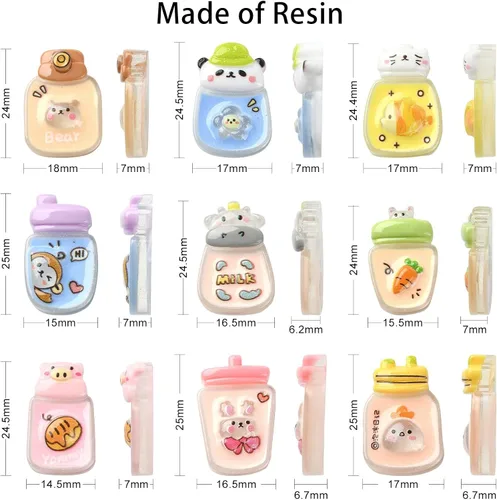 Vista 3 de LiQunSweet 50 unidades de taza de agua con forma de taza de agua, vaca, zanahoria, conejo, mono, cerdo, panda, gato, pollito, oso, cuentas
