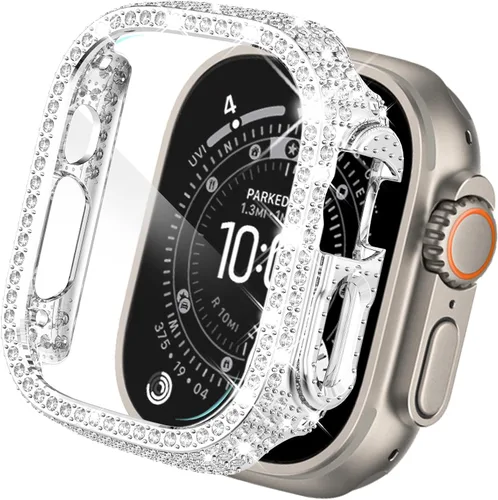 Vista 27 de KADES - Funda protectora completa compatible con iWatch, con protector de pantalla de vidrio templado incorporado, brillante y con diamantes de Negro