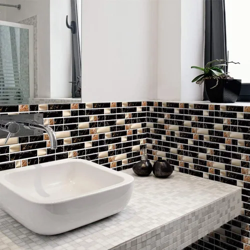 Vista 21 de Alwayspon Adhesivo de transferencia de azulejos con efecto mármol, adhesivo autoadhesivo para pared, calcomanías de azulejos para decoración