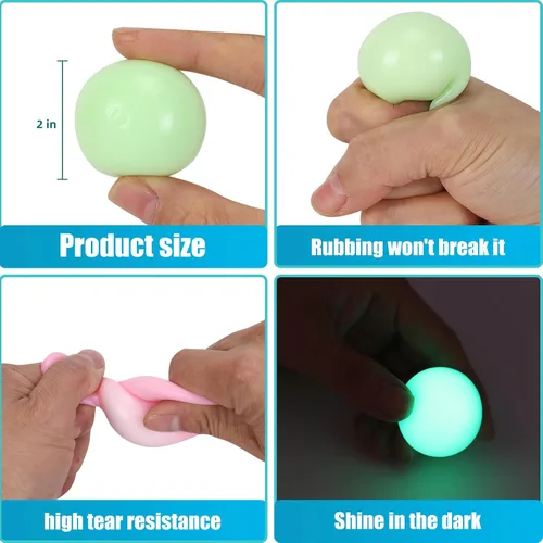 Vista 3 de 3 piezas de 2.4 pulgadas Bolas Lumi, Bolas de Ensueño, Bolas Adhesivas que Brillan en la Oscuridad que se Pegan al Techo, Aliviadores de Estrés