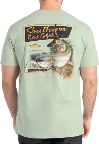 Vista 50 de Guy Harvey Camiseta de manga corta con bolsillo gráfico de algodón OG para hombre Leche de Almendra/Rig Masters