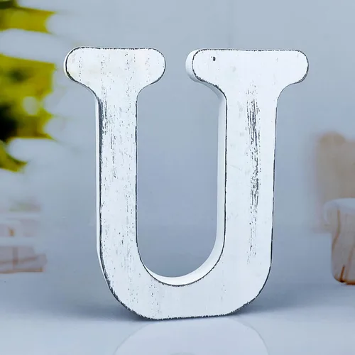 Vista 28 de Letras rústicas de madera blanca de 6 pulgadas, letras de madera sin terminar para decoración de pared, letras blancas retro de pie, decoración