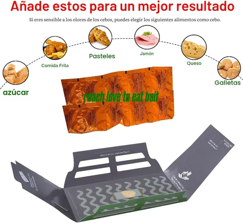 Vista 4 de Trampas para cucarachas, trampas de pegamento con cebo, trampa para cucarachas aptas para mascotas (5 unidades)