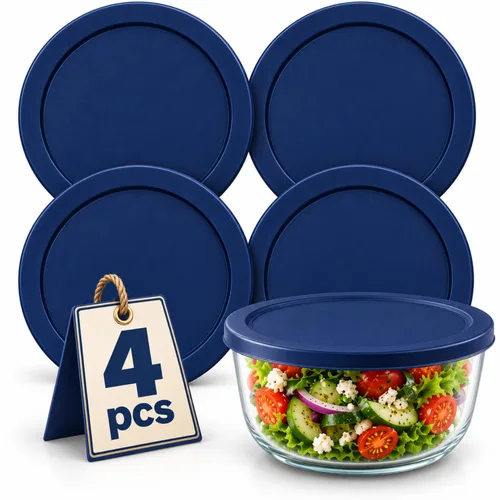 Vista 20 de Wood Grip - Tapas de repuesto compatibles con recipientes de vidrio Pyrex - Tapas duraderas a prueba de fugas - Se adapta a cuencos redondos