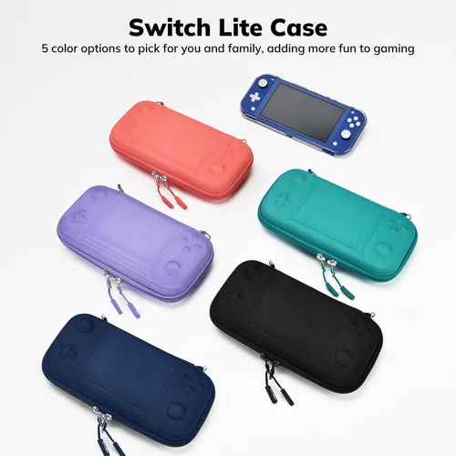 Vista 6 de Younik Switch Lite Case, Black Case for Switch Lite, 14 in 1 Switch Lite Accessories Bundle with Carrying Case, Clear Protective Case, Game Card