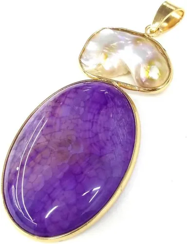 Vista 6 de LE SKY colgantes de piedra natural perlas de agua dulce y concha de abulón colgantes para la fabricación de joyas 31X76mm (2 PCS)., Piedra Perla