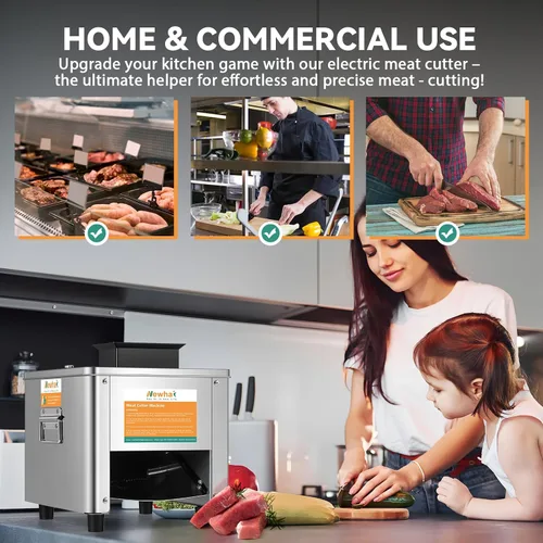 Vista 5 de Newhai Máquina cortadora de carne de 850 W, cortadora de carne eléctrica de 3.5mm, máquina de corte triturada de acero inoxidable 330 lb/h
