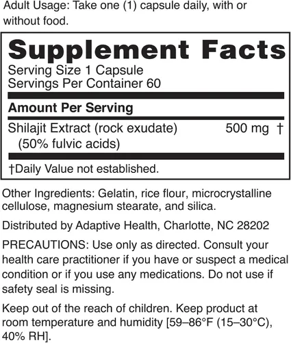 Vista 2 de Nugenix Essentials Shilajit Cápsulas Suplemento para hombres y mujeres - 500 mg, estandarizado al 50% de ácidos fúlvicos, Himalaya, 60 cápsulas