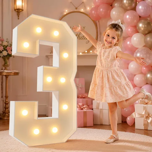 Vista 78 de imprsv Letras iluminadas grandes de 3 pies, letras iluminadas de marquesina para fiesta de cumpleaños (3 pies, letra y )