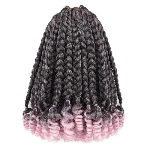 Vista 10 de 7 paquetes de extensiones de cabello diosa con extremos rizados, extensiones de cabello azul degradado para mujeres negras y bebés niños