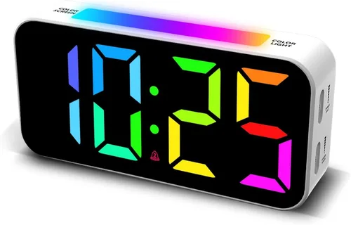 Vista 9 de Topski Reloj despertador ruidoso para dormitorios que duermen pesados, reloj digital con luz nocturna, pantalla grande, alarma doble, repetición