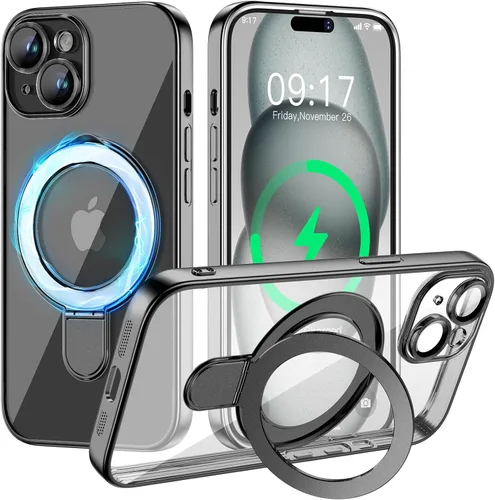 Vista 76 de Funda magnética para iPhone 14 Pro con soporte invisible [compatible con MagSafe] [protector completo de lente de cámara]