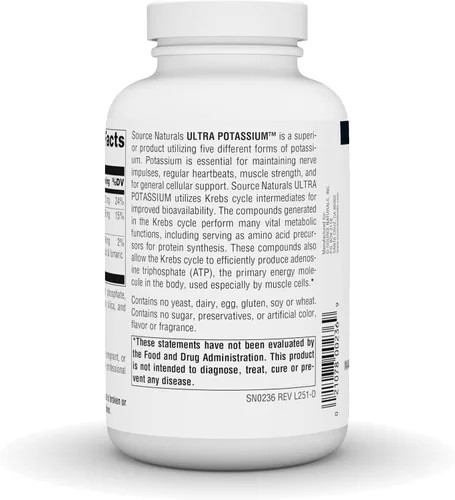 Vista 4 de Source Naturals Ultra Potasio 99 mg mantiene la función muscular y nerviosa - Suplemento dietético - 200 Tabletas Maintains Muscle & Nerve
