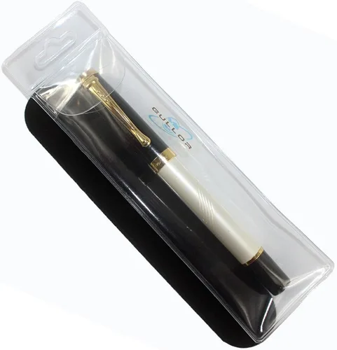 Vista 6 de Gullor Pluma estilográfica Jinhao 500 línea blanca tallado patrón pluma con clip dorado