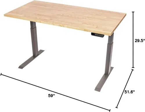 Vista 3 de Stand Up Desk Store Escritorio eléctrico de altura ajustable con parte superior de madera maciza con memoria programable