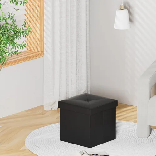 Vista 7 de VECELO Otomana de almacenamiento, reposapiés, reposapiés, otomana plegable de 11.8 pulgadas, pequeño cubo cuadrado de almacenamiento para sala