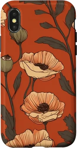 Vista 5 de iPhone 16 Floral Pattern Poppies Terracotta Poppy Flower Case
