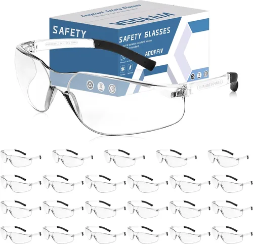 Vista 12 de Gafas de seguridad transparentes a granel de 100, gafas de protección ANSI Z87.1 con resistencia a arañazos e impactos para construcción