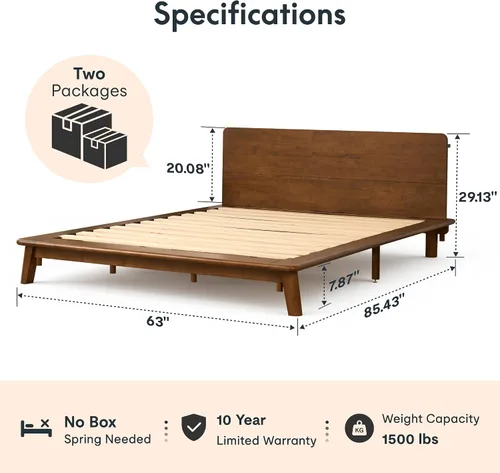 Vista 2 de FLEXISPOT Hako G1 Queen Solid Wood Bed with USA-Assembled Mattress