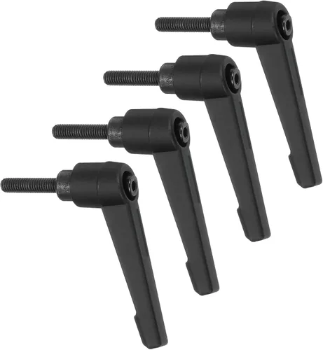 Vista 11 de uxcell 4 perillas ajustables M5 x 0.472 in, rosca macho, botón de trinquete, bloqueo rápido, perno giratorio para maquinaria de torno, color negro