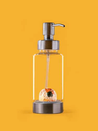 Vista 3 de VitaJuwel Dispensador de bomba de cristal con jade, cornalina y calcita naranja