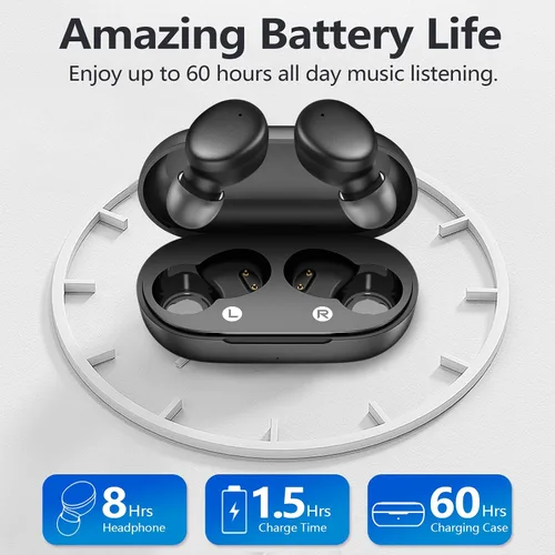 Vista 4 de MOZOTER - Mini auriculares inalámbricos Bluetooth de 5.3 pulgadas Negro