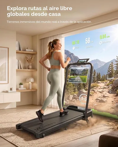 Vista 5 de UREVO Strol 2E Pro Smart Walking Pad Treadmill with APP, 12% Incline, Compact Walking Pad with Safety Handle, Plug & Play, Desk Treadmill with LED