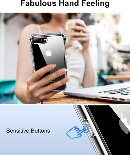 Vista 8 de HOOMIL Funda para iPhone 7 Plus/iPhone 8 Plus de 5.5 Pulgadas, sin amarillamiento, protección contra caídas, cubierta trasera dura transparente