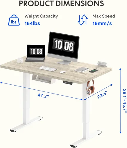 Vista 88 de FLEXISPOT EN2 Escritorio de pie de una pieza completa con regleta de alimentación de abrazadera, escritorio eléctrico de altura ajustable de 40 x 24