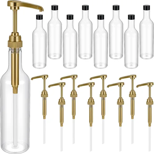 Vista 11 de Maxdot 2 piezas botellas de jarabe de 25 oz con bomba, botellas de cuello largo, dispensador de bomba de jarabe de plástico para accesorios de bar