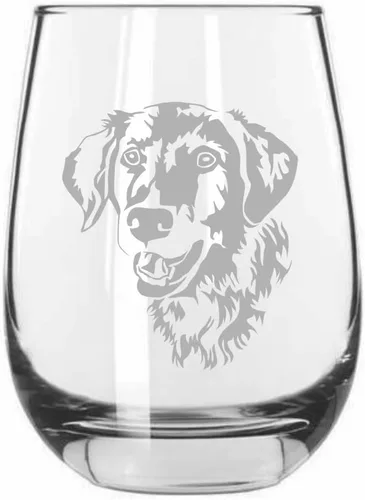 Vista 110 de Shar Pei (chino) - Vaso de vino sin tallo grabado para perro, 15.25 onzas